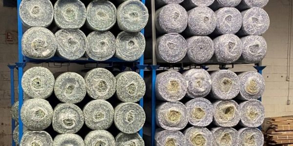 Carpet pad stack racks. Portable racks for carpet pad.